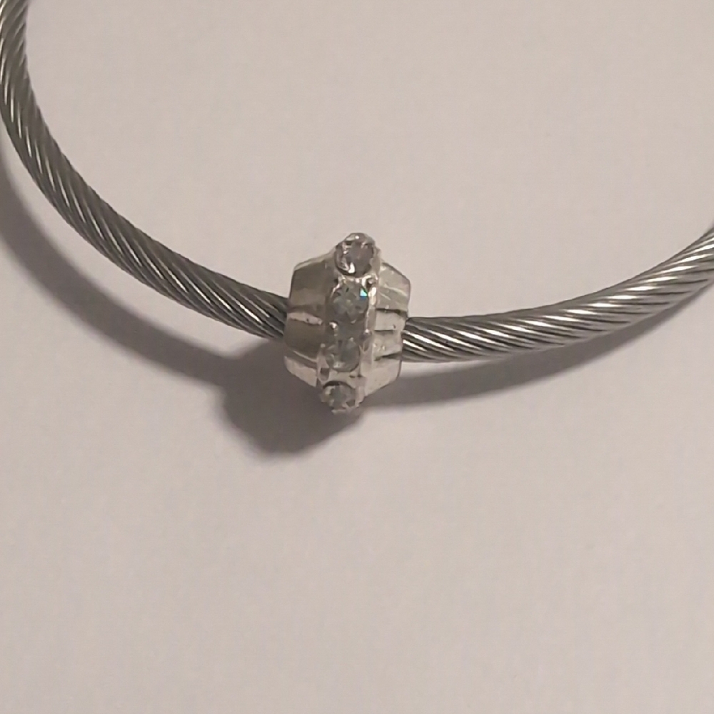 Silver with Crystal Accents Charm for Pandora Style Bracelet